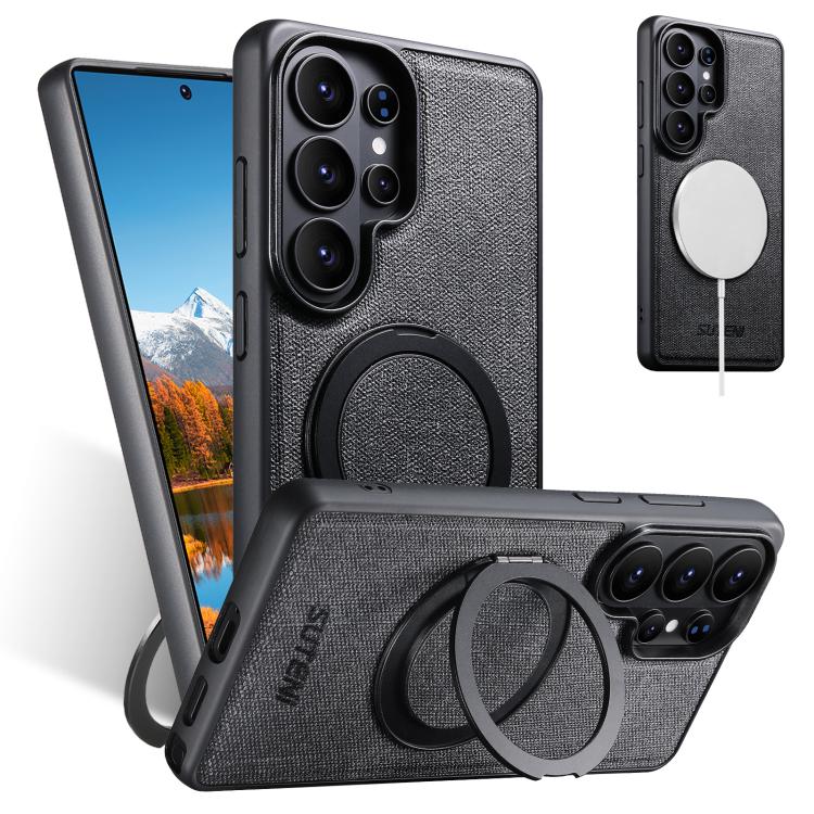 Denim-Leather MagSafe Case with 360° Kickstand — Galaxy S26