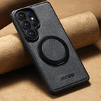 Denim-Leather MagSafe Case with 360° Kickstand — Galaxy S26