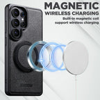 Denim-Leather MagSafe Case with 360° Kickstand — Galaxy S26