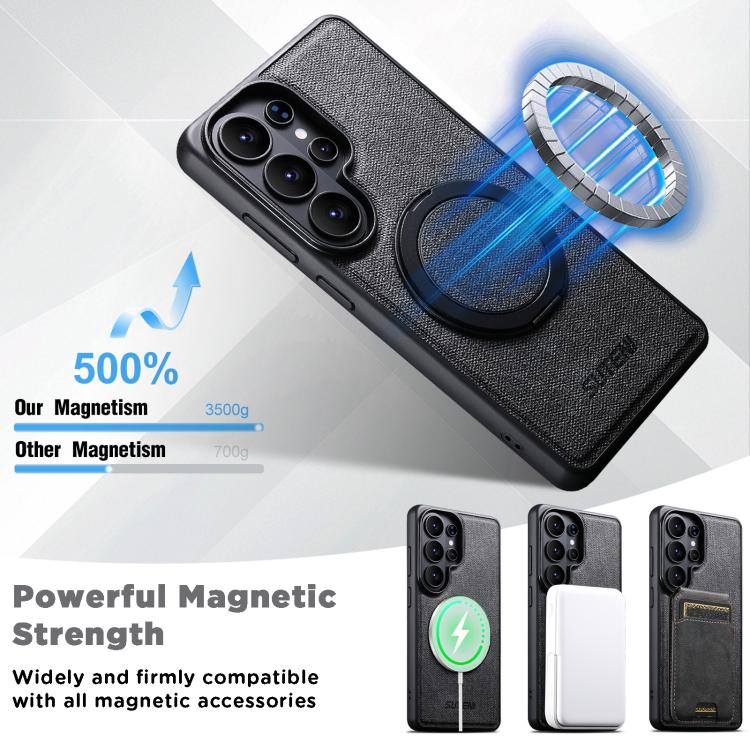 Denim-Leather MagSafe Case with 360° Kickstand — Galaxy S26