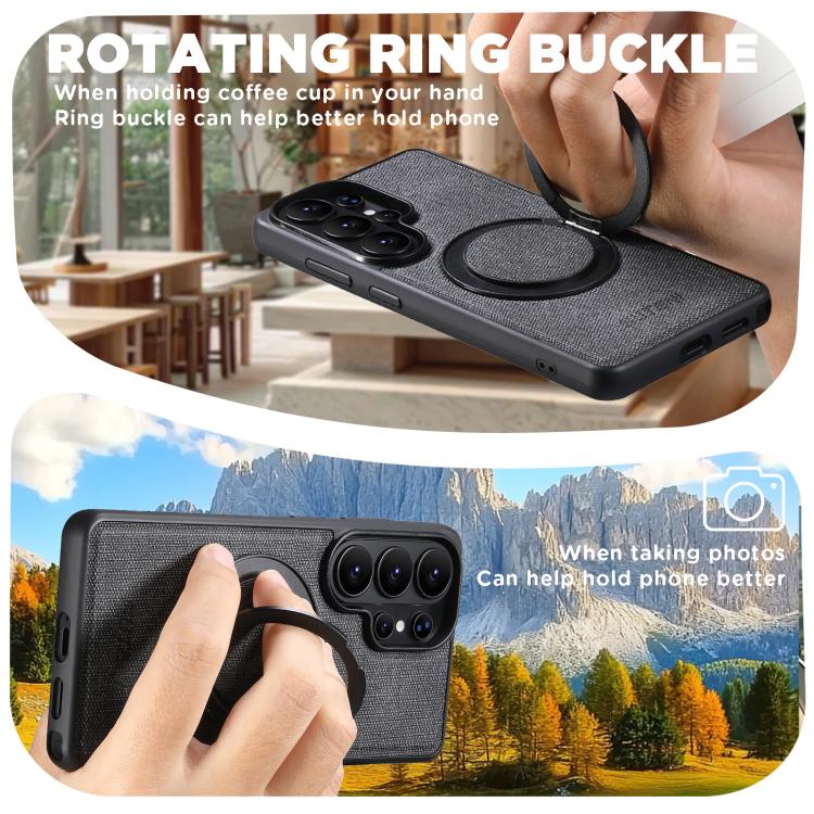 Denim-Leather MagSafe Case with 360° Kickstand — Galaxy S26