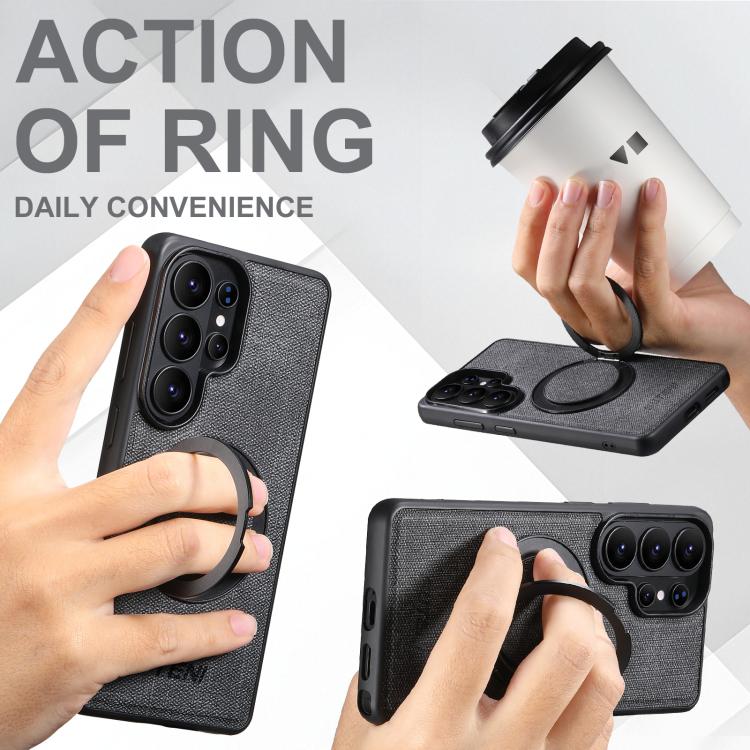 Denim-Leather MagSafe Case with 360° Kickstand — Galaxy S26