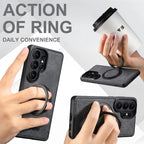 Denim-Leather MagSafe Case with 360° Kickstand — Galaxy S26