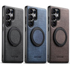 Denim-Leather MagSafe Case with 360° Kickstand — Galaxy S26