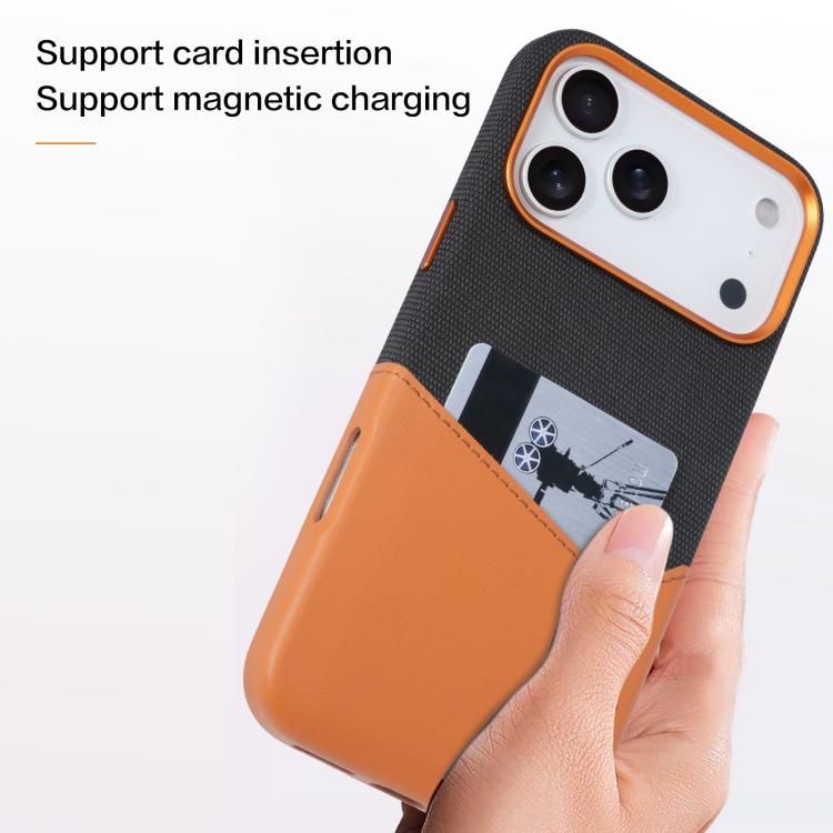Cloth-and-Leather MagSafe Case with Card Slot — iPhone 17 Pro
