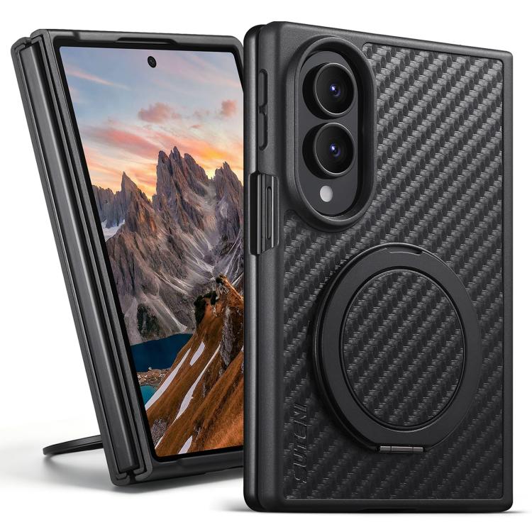 Carbon-Fibre Leather MagSafe Case with 360° Kickstand — Fold8