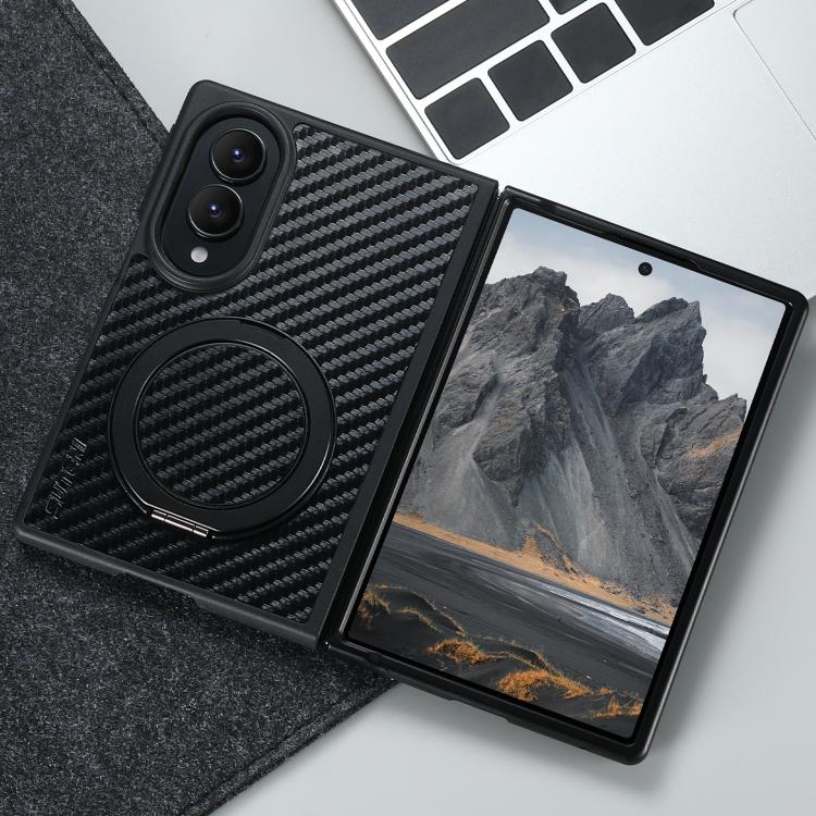 Carbon-Fibre Leather MagSafe Case with 360° Kickstand — Fold8