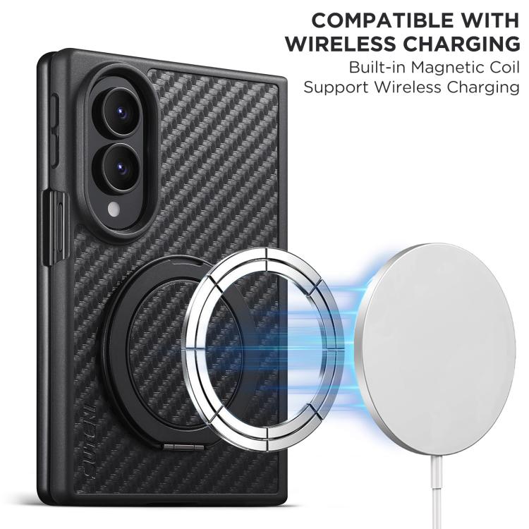 Carbon-Fibre Leather MagSafe Case with 360° Kickstand — Fold8