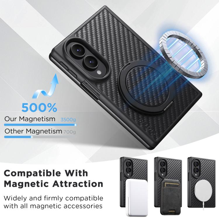 Carbon-Fibre Leather MagSafe Case with 360° Kickstand — Fold8