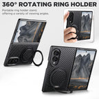 Carbon-Fibre Leather MagSafe Case with 360° Kickstand — Fold8