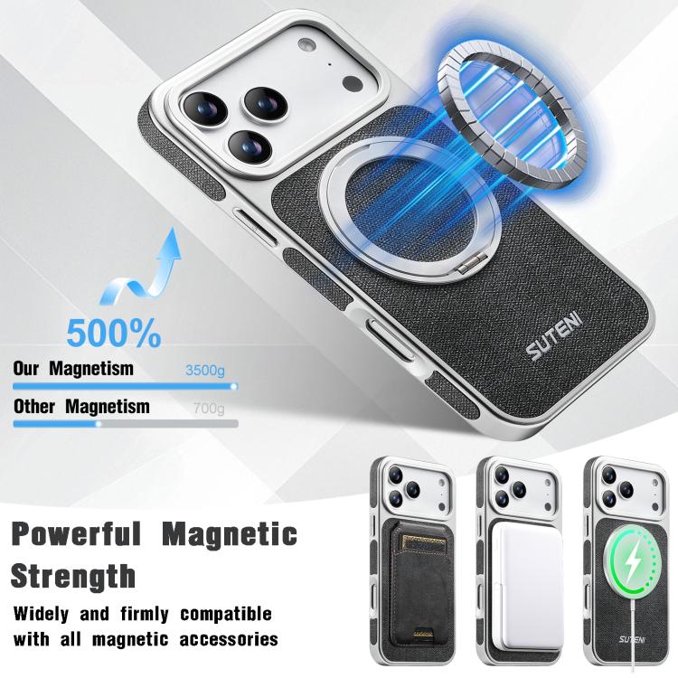 Denim-Texture MagSafe Case with 360° Rotating Stand — iPhone 17 Pro