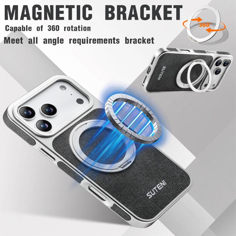 Denim-Texture MagSafe Case with 360° Rotating Stand — iPhone 17 Pro