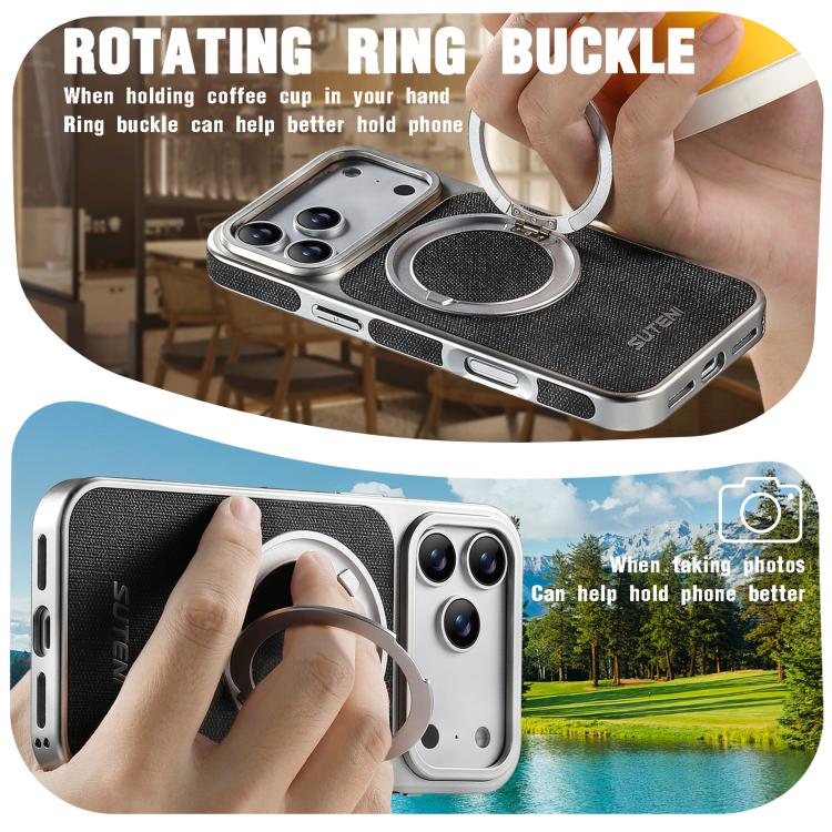 Denim-Texture MagSafe Case with 360° Rotating Stand — iPhone 17 Pro