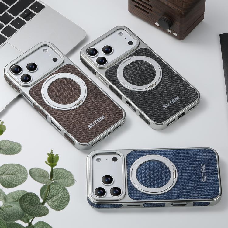 Denim-Texture MagSafe Case with 360° Rotating Stand — iPhone 17 Pro