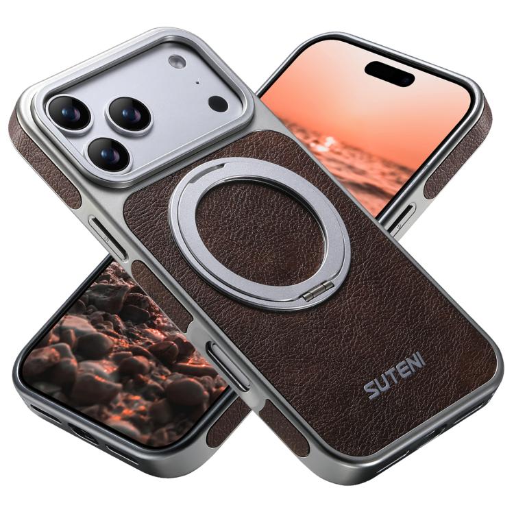 Crazy-Horse Leather MagSafe Case with 360° Rotating Stand — iPhone 17 Pro