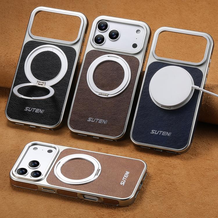 Crazy-Horse Leather MagSafe Case with 360° Rotating Stand — iPhone 17 Pro