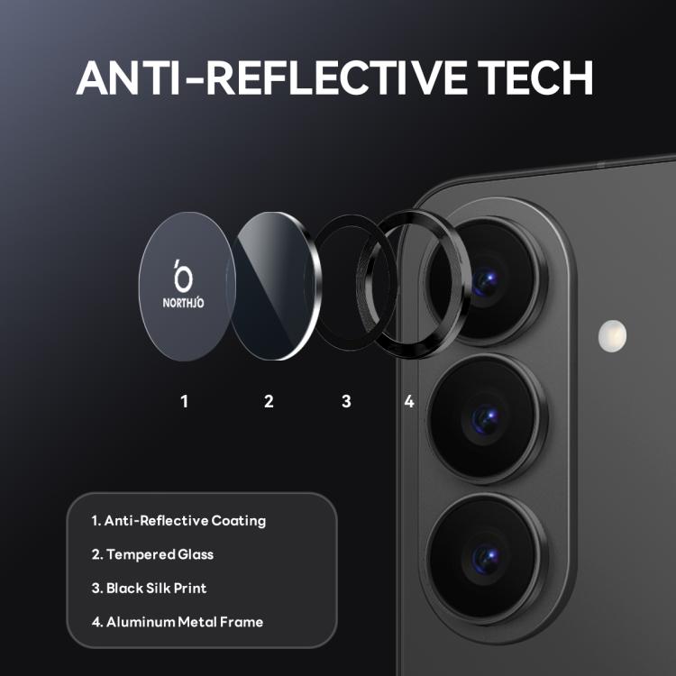 Metal Ring Camera Lens Protector, Tempered Glass — Galaxy S26+