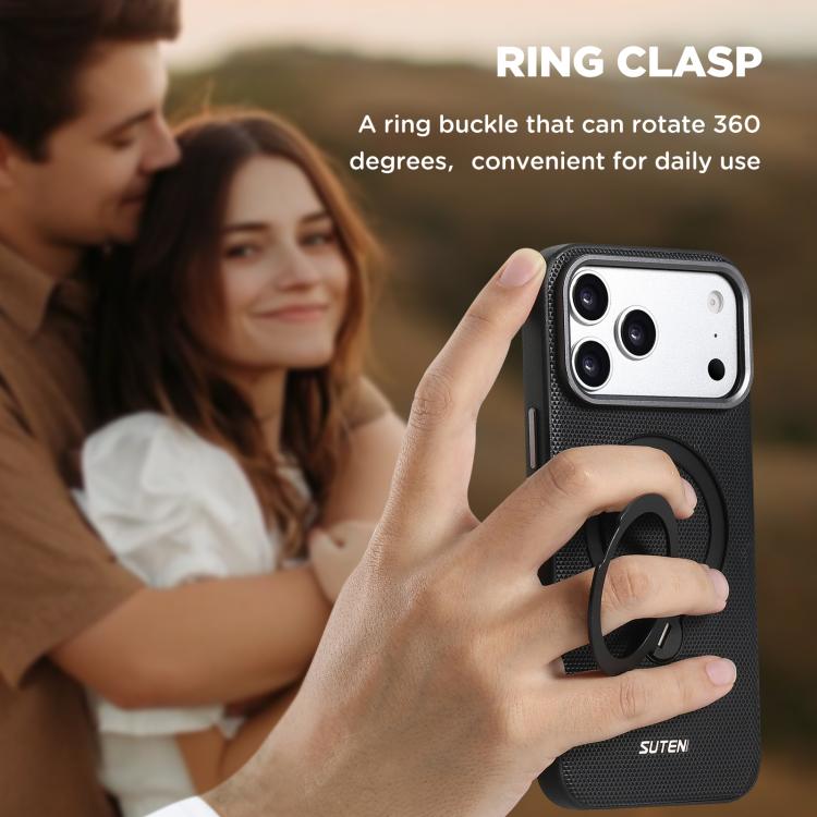 Triangle-Texture Vegan Leather MagSafe Case with 360° Stand — iPhone 17 Pro
