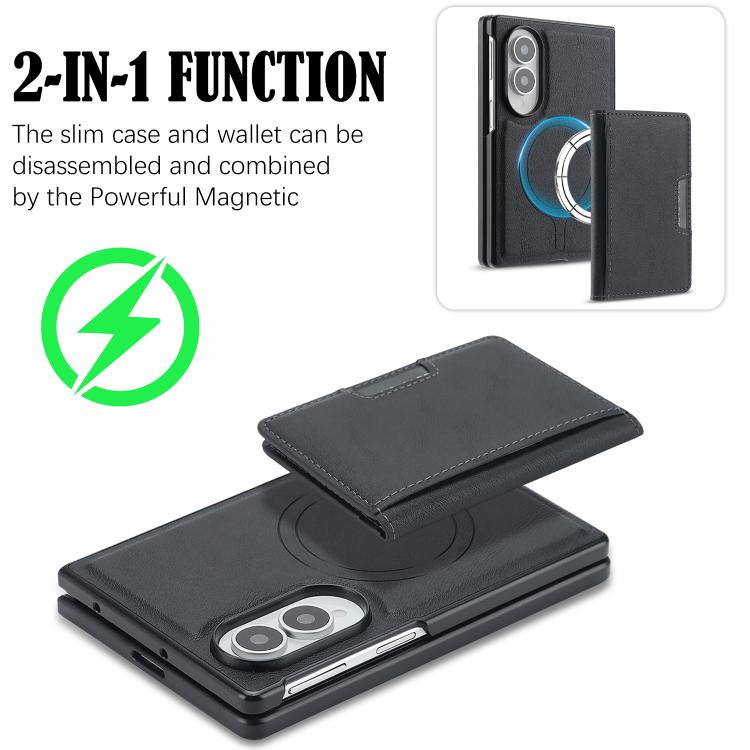Leather Case with Detachable Magnetic Card Bag